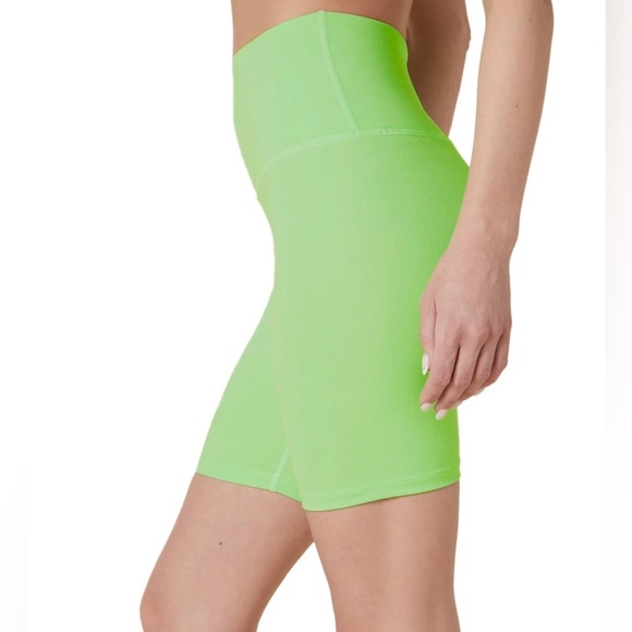 Beyond Yoga Pants - Beyond Yoga Neon Heather Green High Waisted Biker Shorts